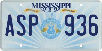 MS license plate ASP936