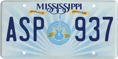 MS license plate ASP937