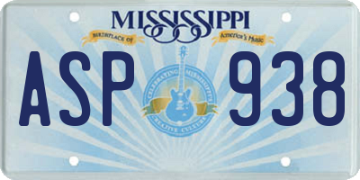 MS license plate ASP938