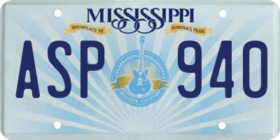 MS license plate ASP940