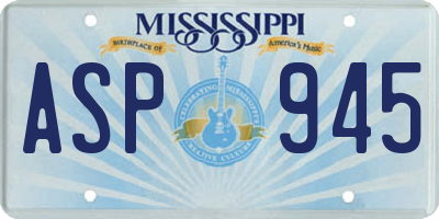 MS license plate ASP945
