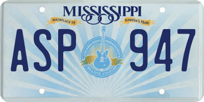 MS license plate ASP947