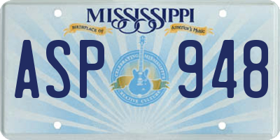 MS license plate ASP948