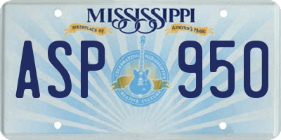 MS license plate ASP950