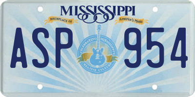 MS license plate ASP954