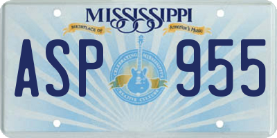 MS license plate ASP955