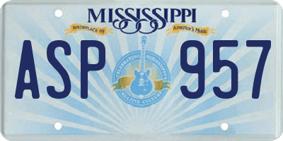 MS license plate ASP957