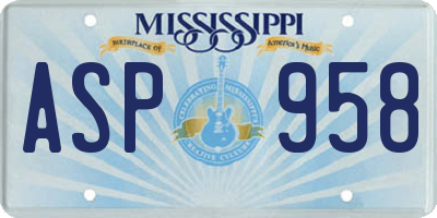 MS license plate ASP958