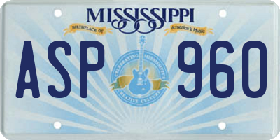 MS license plate ASP960