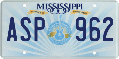 MS license plate ASP962