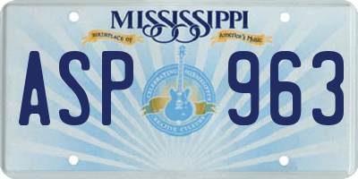 MS license plate ASP963