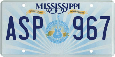 MS license plate ASP967