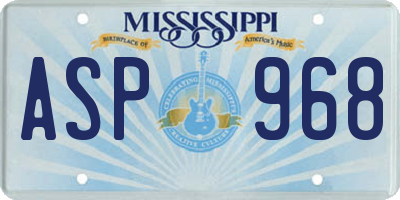 MS license plate ASP968
