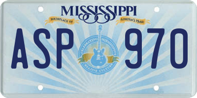 MS license plate ASP970