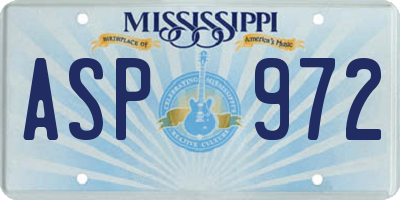 MS license plate ASP972