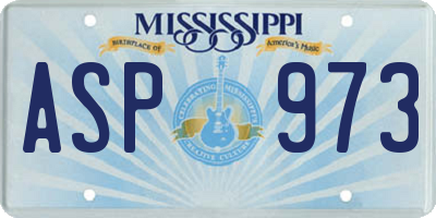 MS license plate ASP973