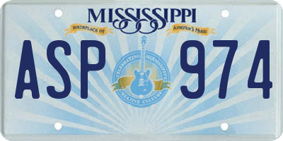 MS license plate ASP974