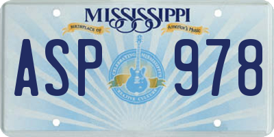 MS license plate ASP978