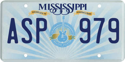 MS license plate ASP979