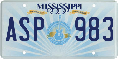 MS license plate ASP983