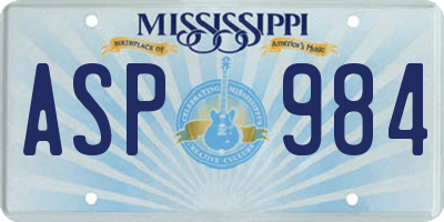 MS license plate ASP984