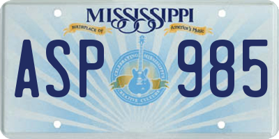 MS license plate ASP985