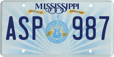 MS license plate ASP987