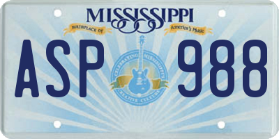 MS license plate ASP988