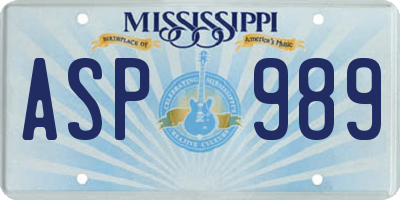 MS license plate ASP989