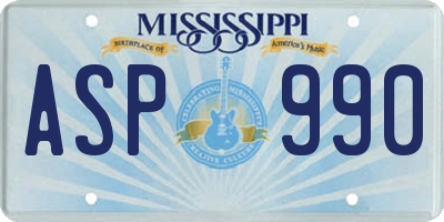 MS license plate ASP990