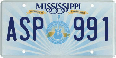 MS license plate ASP991