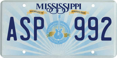 MS license plate ASP992
