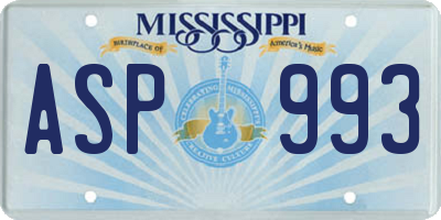 MS license plate ASP993