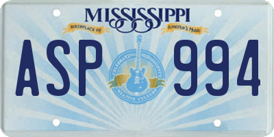 MS license plate ASP994