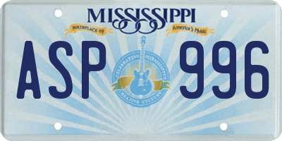 MS license plate ASP996