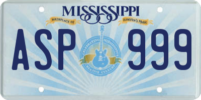 MS license plate ASP999