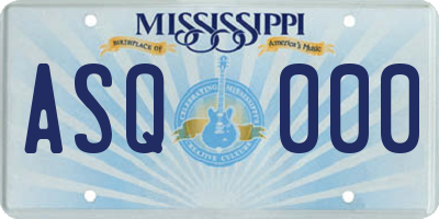 MS license plate ASQ000