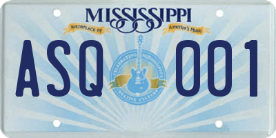 MS license plate ASQ001