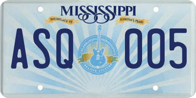 MS license plate ASQ005