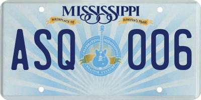 MS license plate ASQ006