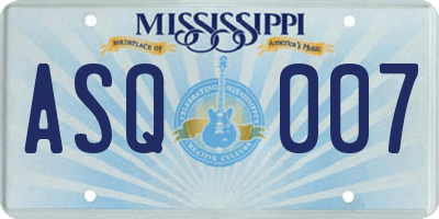 MS license plate ASQ007