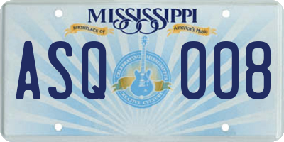 MS license plate ASQ008