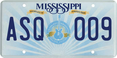 MS license plate ASQ009