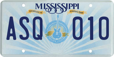 MS license plate ASQ010