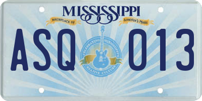 MS license plate ASQ013