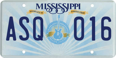 MS license plate ASQ016