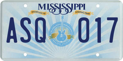 MS license plate ASQ017