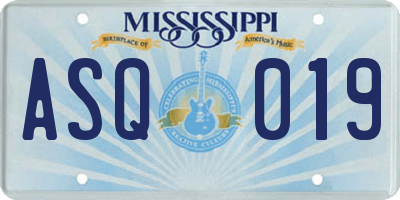 MS license plate ASQ019