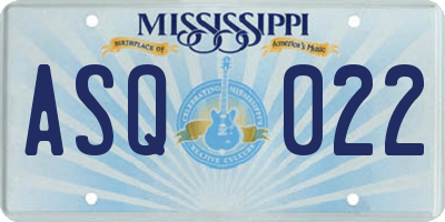 MS license plate ASQ022