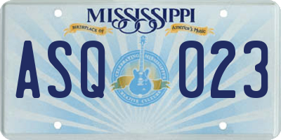 MS license plate ASQ023